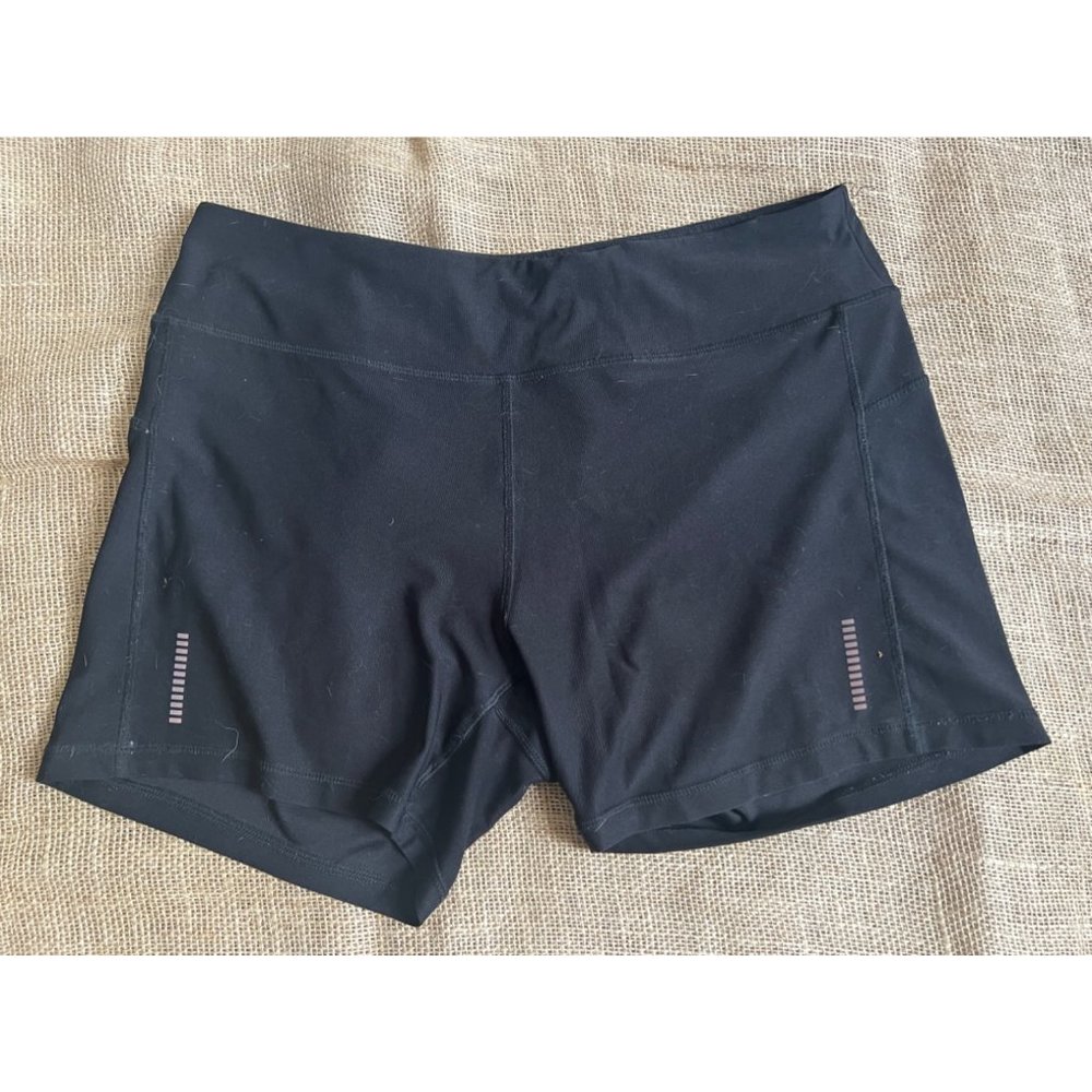 NYL Black Spandex Workout Shorts Sz XL Womens Short 6" inseam